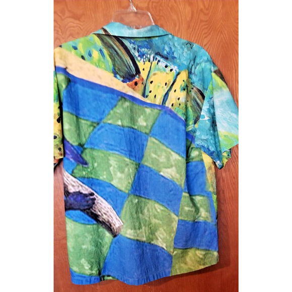 Andersson Bell Short Sleeve Unisex Impressionist Printed Shirt Large Green - Picture 7 of 9